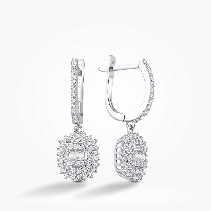 Altın Baget Küpe - Baroni Diamond