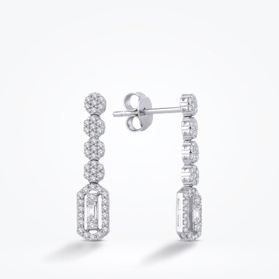 Altın Baget Küpe - Baroni Diamond