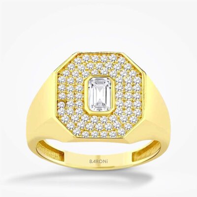 Altın Baget Şövalye Yüzük - Baroni Diamond