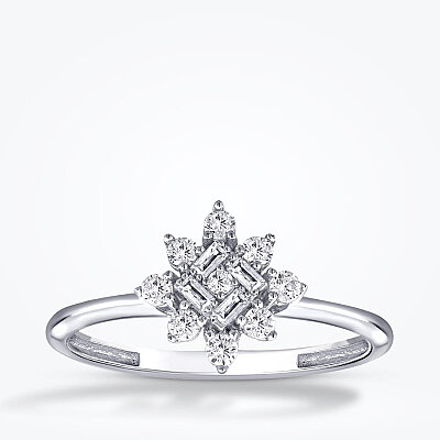 Altın Baget Taşlı Çiçek Yüzük - Baroni Diamond