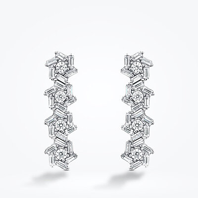 Altın Baget Taşlı Küpe - Baroni Diamond (1)