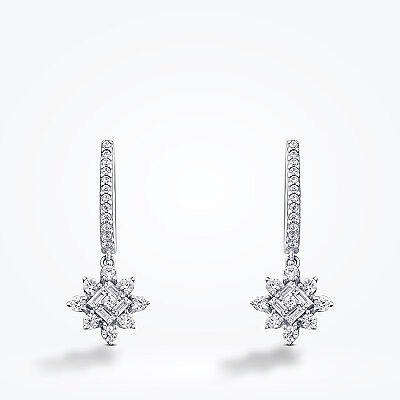 Altın Baget Taşlı Sallantılı Küpe - Baroni Diamond (1)