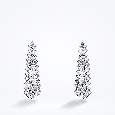 Altın Baget Taşlı Tasarım Küpe - Baroni Diamond (1)