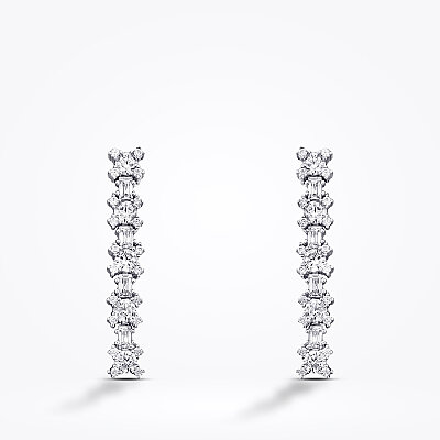 Altın Baget Taşlı Trend Küpe - Baroni Diamond (1)