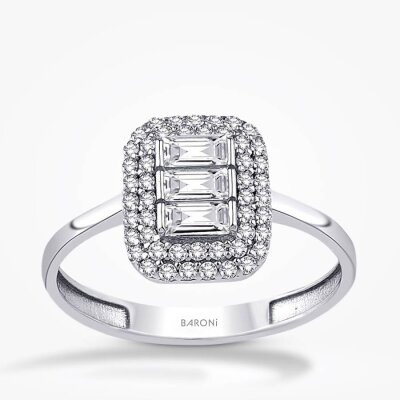 Altın Baget Yüzük - Baroni Diamond