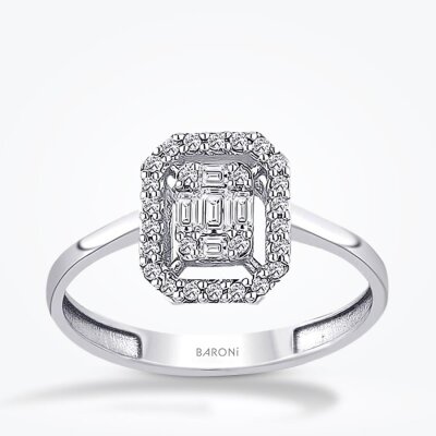 Altın Baget Yüzük - Baroni Diamond