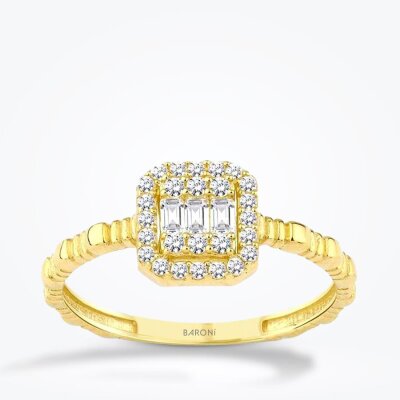 Altın Baget Yüzük - Baroni Diamond