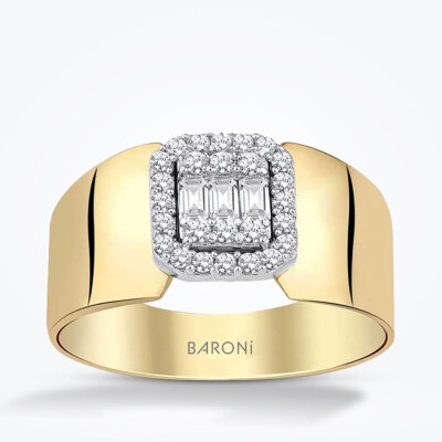 Altın Baget Yüzük - Baroni Diamond