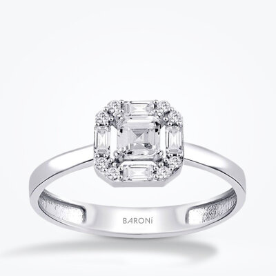 Altın Baget Yüzük - Baroni Diamond