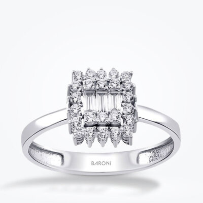 Altın Baget Yüzük - Baroni Diamond