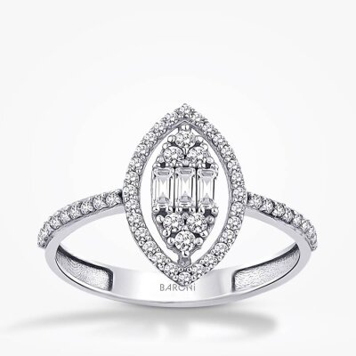 Altın Baget Yüzük - Baroni Diamond