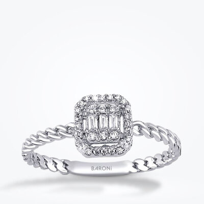 Altın Baget Yüzük - Baroni Diamond