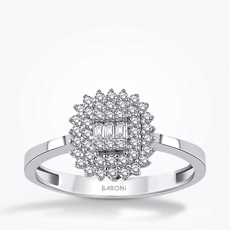 Altın Baget Yüzük - Baroni Diamond