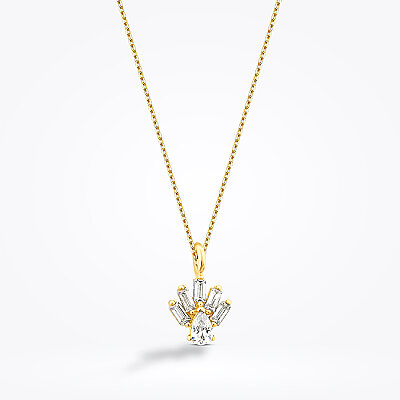 Altın Bagetli Taç Kolye - Baroni Diamond