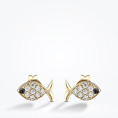 Altın Taşlı Balık Küpe - Baroni Diamond (1)