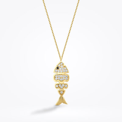 Altın Balık Trend Kolye - Baroni Diamond
