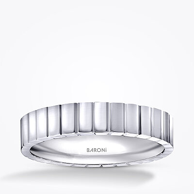 Altın Beyaz Desenli Alyans - Baroni Diamond