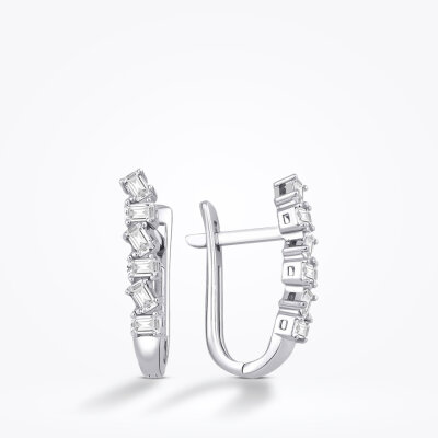 Altın Çapraz Baget Küpe - Baroni Diamond