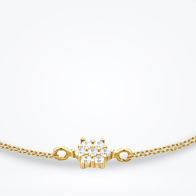Altın Çiçek Çift Zincir Bileklik - Baroni Diamond (1)