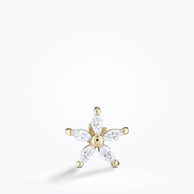 Altın Çiçek Tragus Kıkırdak Küpe - Baroni Diamond