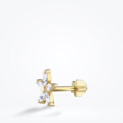 Altın Çiçek Tragus Kıkırdak Küpe - Baroni Diamond (1)