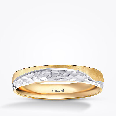 Altın Çift Renk Desenli Alyans - Baroni Diamond