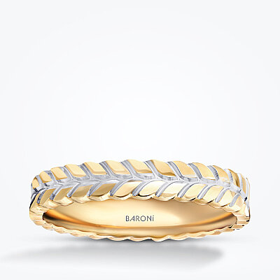 Altın Çift Renk Desenli Alyans - Baroni Diamond