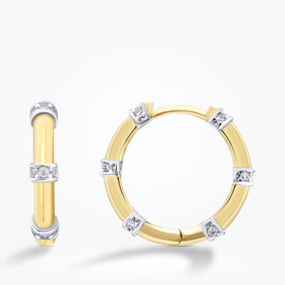 Altın Çok Taşlı Halka Küpe - Baroni Diamond