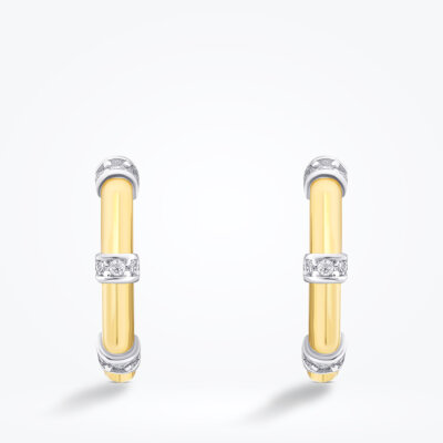 Altın Çok Taşlı Halka Küpe - Baroni Diamond (1)