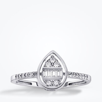 Altın Damla Baget Yüzük - Baroni Diamond