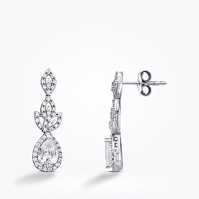 Altın Damla Taşlı Tasarım Küpe - Baroni Diamond