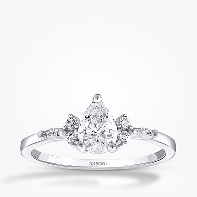 Altın Damla Taşlı Tektaş Yüzük - Baroni Diamond