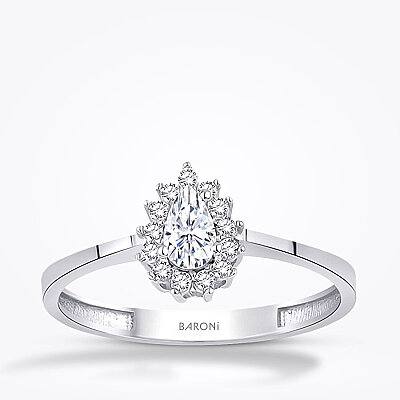 Altın Damla Taşlı Yüzük - Baroni Diamond