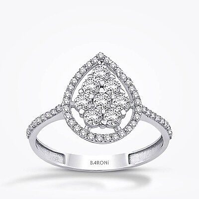 Altın Taşlı Damla Yüzük - Baroni Diamond