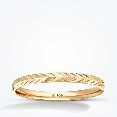 Altın Desenli Alyans - Baroni Diamond