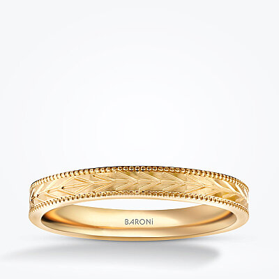 Altın Desenli Alyans - Baroni Diamond
