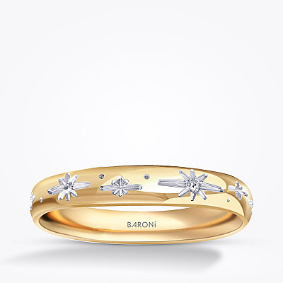 Altın Desenli Alyans - Baroni Diamond