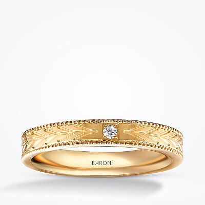 Altın Desenli Tailş Alyans - Baroni Diamond