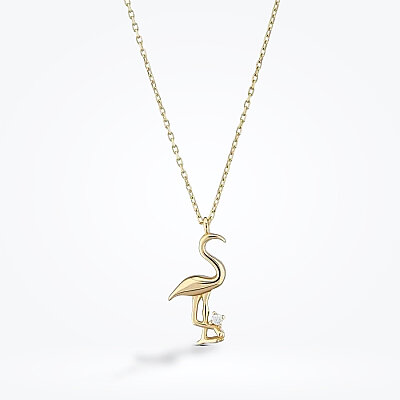 Altın Flamingo Kolye - Baroni Diamond