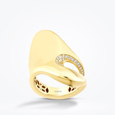 Altın Geometrik Trend Yüzük - Baroni Diamond