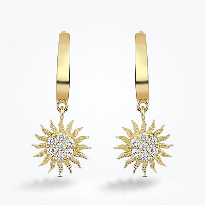 Altın Güneş Halka Küpe - Baroni Diamond (1)