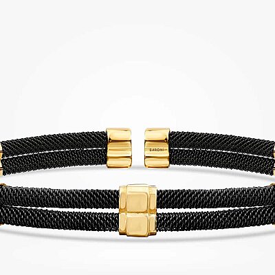 Altın Kare Detaylı Erkek Bileklik - Baroni Diamond (1)