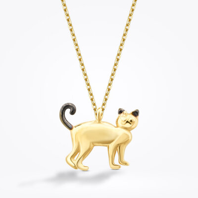 Altın Kedi Trend Kolye - Baroni Diamond (1)