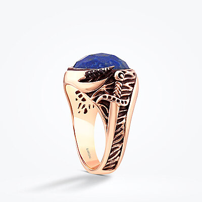 Altın Lapis Lazuli Erkek Yüzük - Baroni Diamond (1)