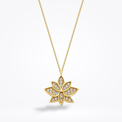 Altın Lotus Trend Kolye - Baroni Diamond