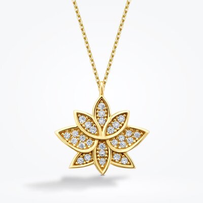 Altın Lotus Trend Kolye - Baroni Diamond (1)