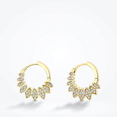 Altın Lotus Trend Küpe - Baroni Diamond