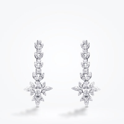 Altın Markiz Taşlı Küpe - Baroni Diamond