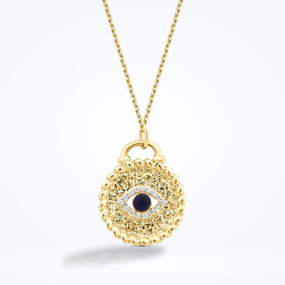Altın Mavi Taşlı Göz Kolye - Baroni Diamond (1)