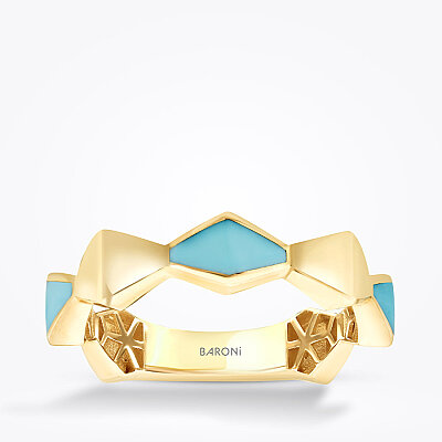 Altın Mineli Geometrik Yüzük - Baroni Diamond